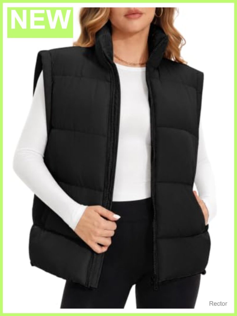 Quilted Puffer Vest Stand Collar Zip Up Sleeveless Casual Outerwear